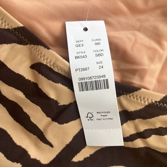 J‎ Crew Front-twist one-piece in zebra stripe Size 24 Tan Black - Picture 6 of 8